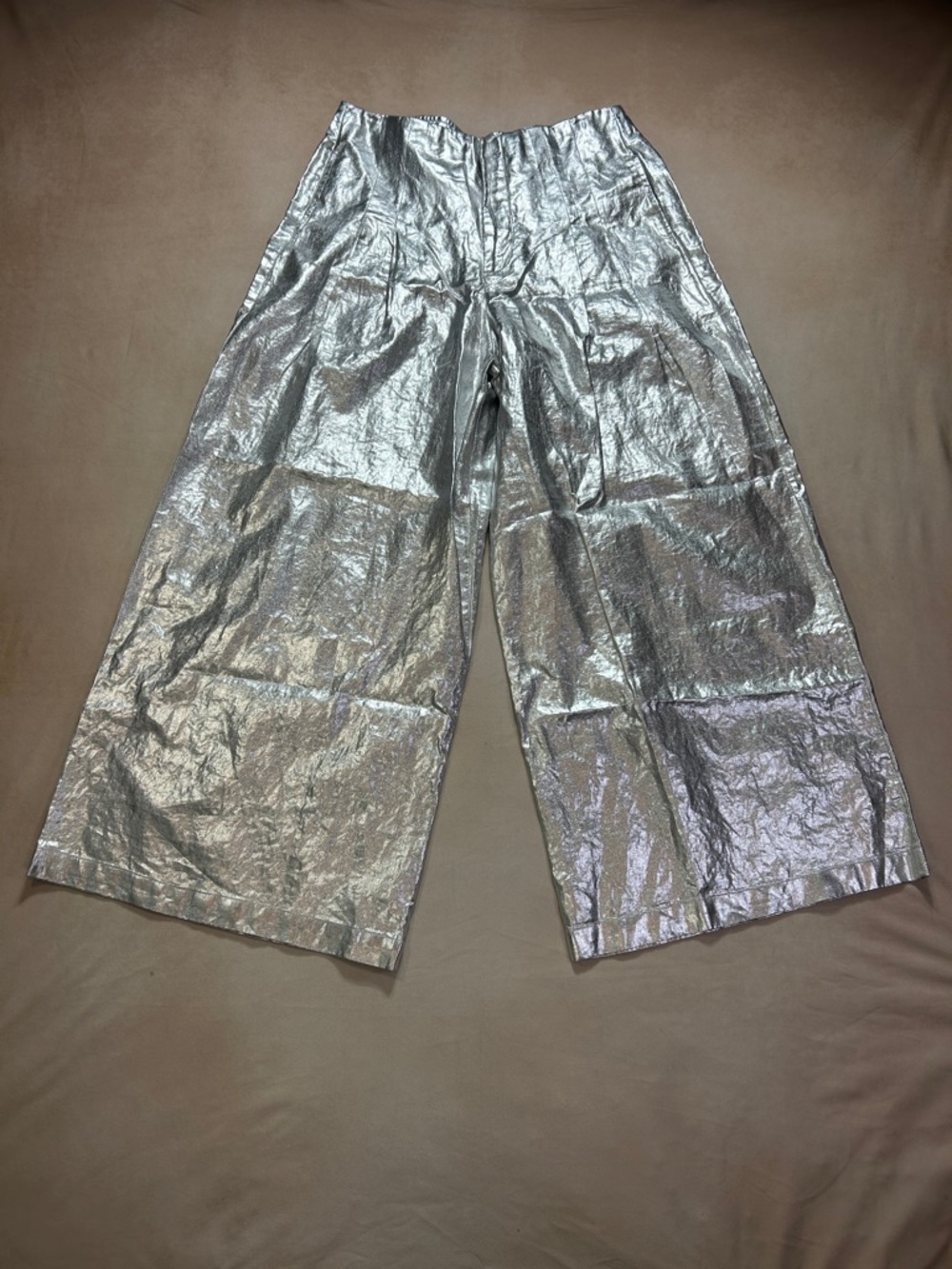 LANHTROPY CULOTTE METALLIC LINEN PANTS SILVER - Picture 2 of 11